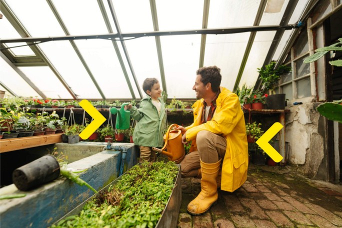 Otac i sin u plasteniku, planiraju rast i investicije u poljoprivredu koristeći kredite za poljoprivrednike Raiffeisen banke