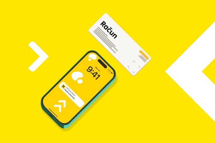 Ilustracija plaćanja računa u Moja mBanka Raiffeisen mobilnoj aplikaciji